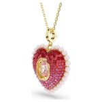Idyllia pendant Mixed cuts, Heart, Pink, Gold-tone plated